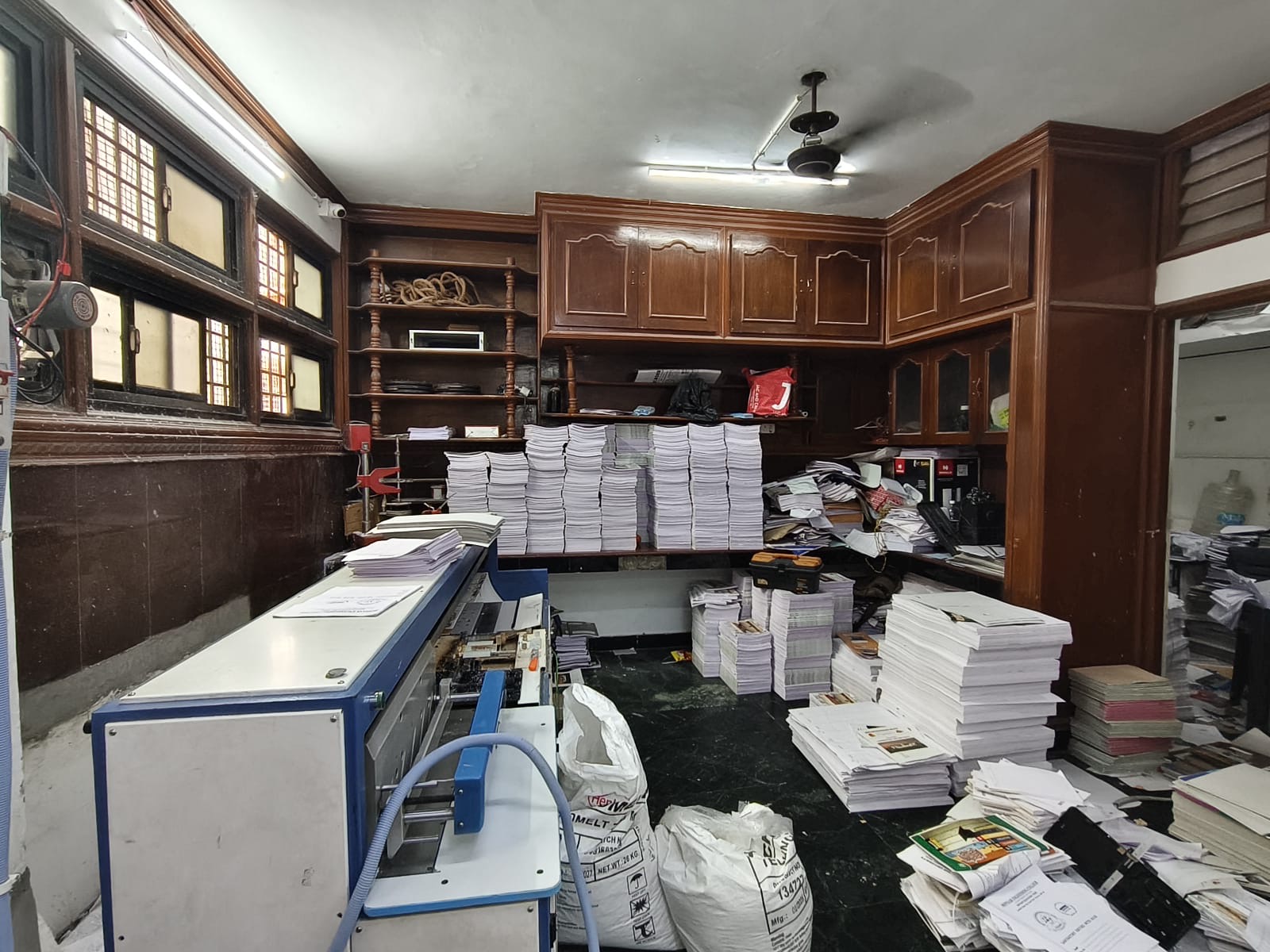 Paper-processing equipment inside the production room