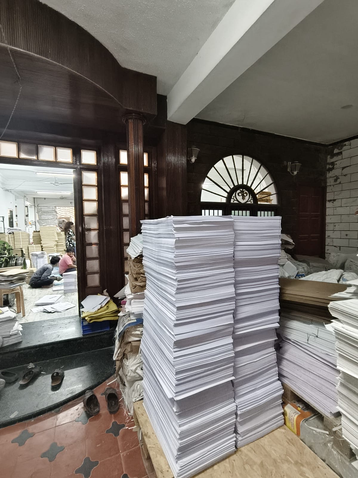 Finished paper stock stacked inside NSA Stationers